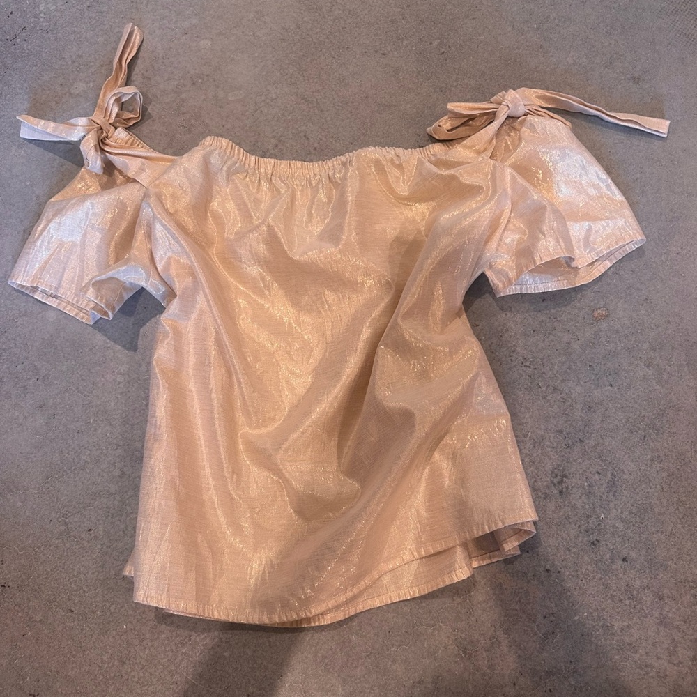 a.n.a Shimmering Tan Off-Shoulder Blouse